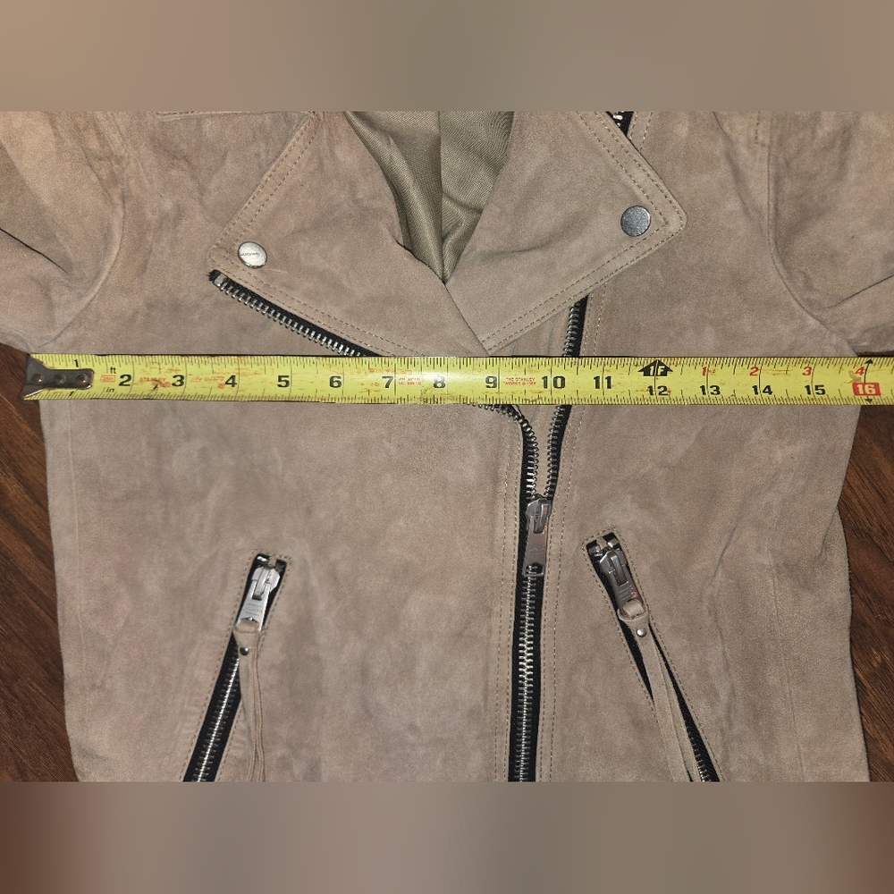 All Saints Dalby Slim Fit Tan Leather Asymmetrical Jacket - Picture 10 of 13